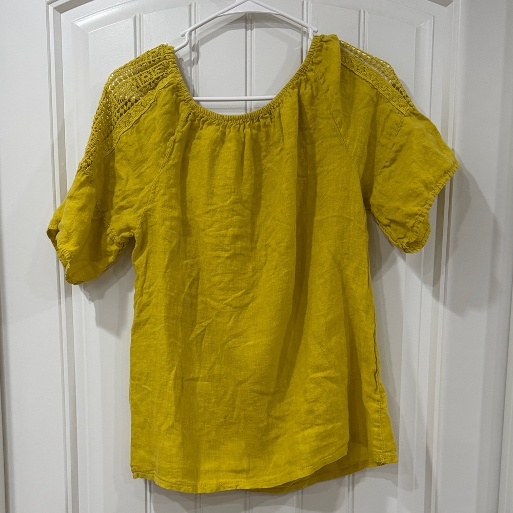 EUC Mustard Yellow Italian Linen Blouse - Picture 8 of 9